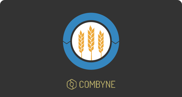Graphic image of three wheat ears in the middle of a round icon with the Combyne logo below
